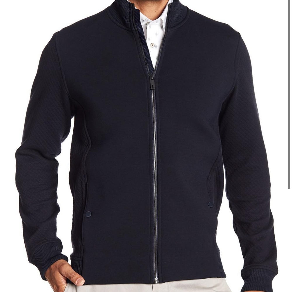 Ted Baker full zip jacket with side snap pockets.  Size 4 (large) in black.
